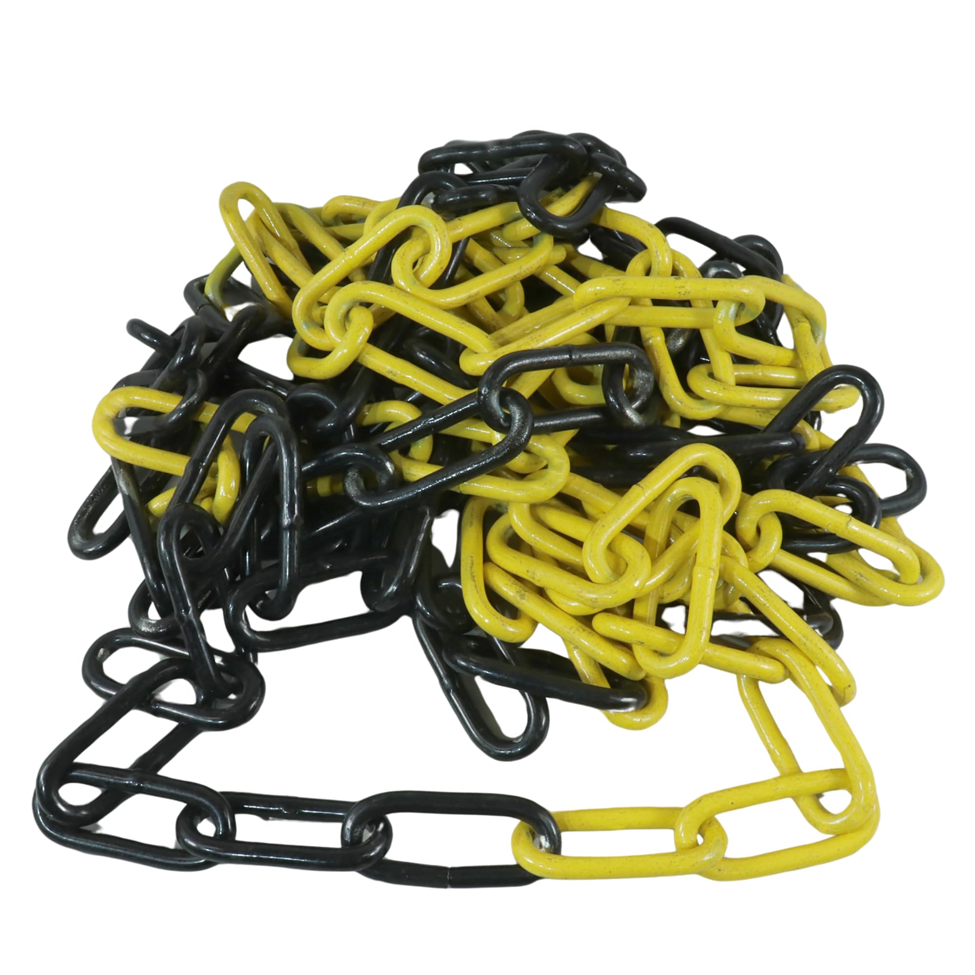 Dörner + Helmer Catena di bloccaggio, 6 mm di spessore, lunghezza 5 m, in acciaio zincato, chiusura a sacchetto, maglia lunga, nero/giallo