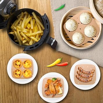 120Pcs Air Fryer Parchment Paper, 8.5 Inch Square Air Fryer Liners, Premium Perforated Parchment Paper, Unbleached Air Fryer Parchment Paper Liners, Squares for Air Fryer, Steamer, Frying Chicken,Oven