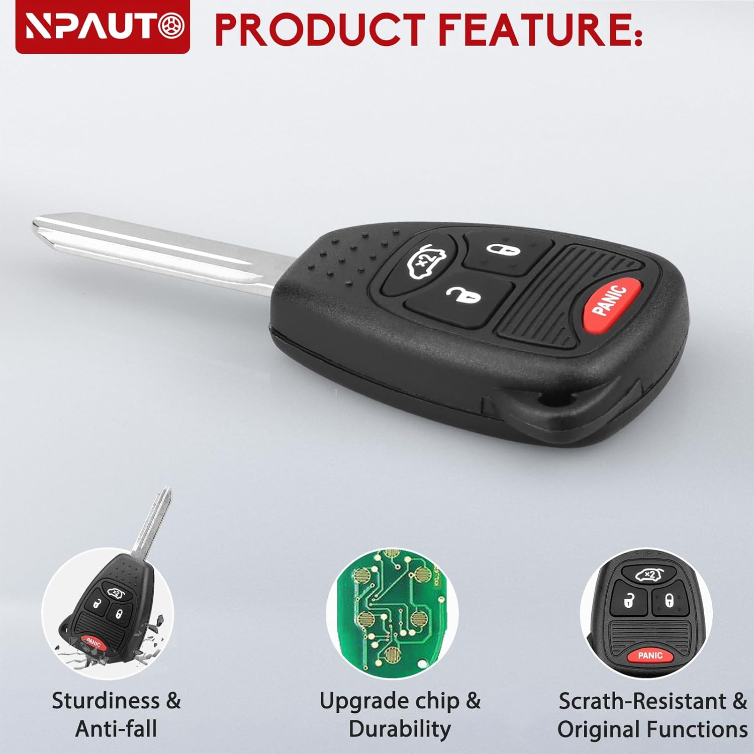 NPAUTO 2Pcs Key Fob Replacement for Dodge Ram Charger Durango 2004-2009, Chrysler 200 300, Jeep Commander Grand Cherokee Liberty 2008-2012 & More-Keyless Entry Remote Control Car Key Fobs, OHT692427AA - Image 4