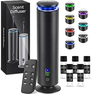 Hotel Scent Diffuser Starter Kit - 1000 Square Feet, 7 Ambient Light Settings, Includes 5 Essential Oils for Hotel Aromatherapy, Hotel Scent Diffuser,for Hotels, Homes, and Large Rooms, Black