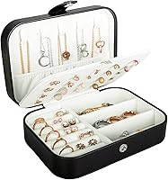 Hatori SAJOMA Travel Jewelry Box - PU Leather Portable Organizer for Earrings, Rings, Necklaces, Bracelets - Compact Case for Women & Girls