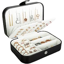 Hatori Travel Jewelry Box, PU Leather Small Jewelry Organizer for Women Girls, Portable Mini Travel Case Display Storage Holder Boxes for Stud Earrings, Rings, Necklaces, Bracelets.