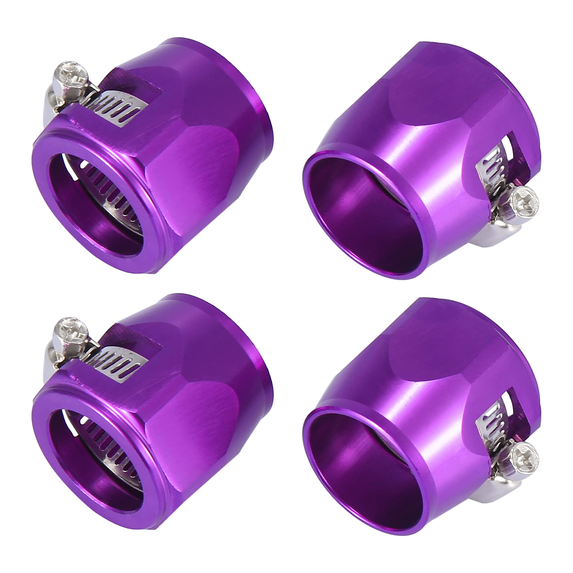 X AUTOHAUX 4pcs AN12 Hex Car Hose Finisher Flexible Rubber Pipe Clamp with Screw Band Adapter Fitting for Oil Fuel Water Tube Purple