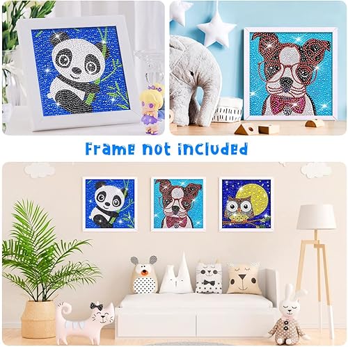 Miniatura 5 de Arte de diamantes para niñas, manualidades para niños de 6 a 12 años, gemas y manualidades para principiantes, 4 piezas de diamantes de imitación