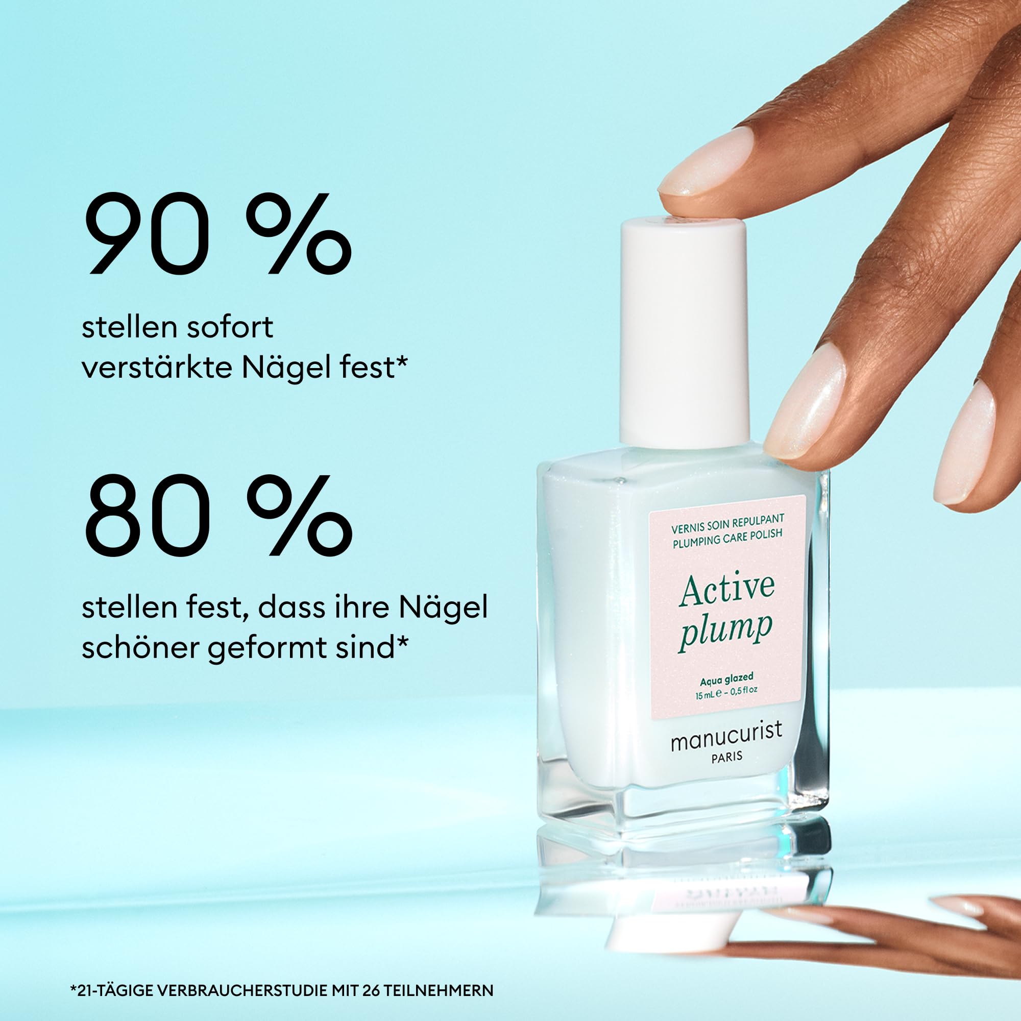 Manucurist Active™ Plump Aqua Glazed Pflegender Nagellack mit Aufpolsterungseffekt 15 ml