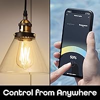 Vista 4 de Geeni LUX Edison ST19 Edison - Bombilla LED inteligente WiFi 2700 K - 6500 K 8 W base E26 regulable luz blanca sintonizable compatible con Tienda