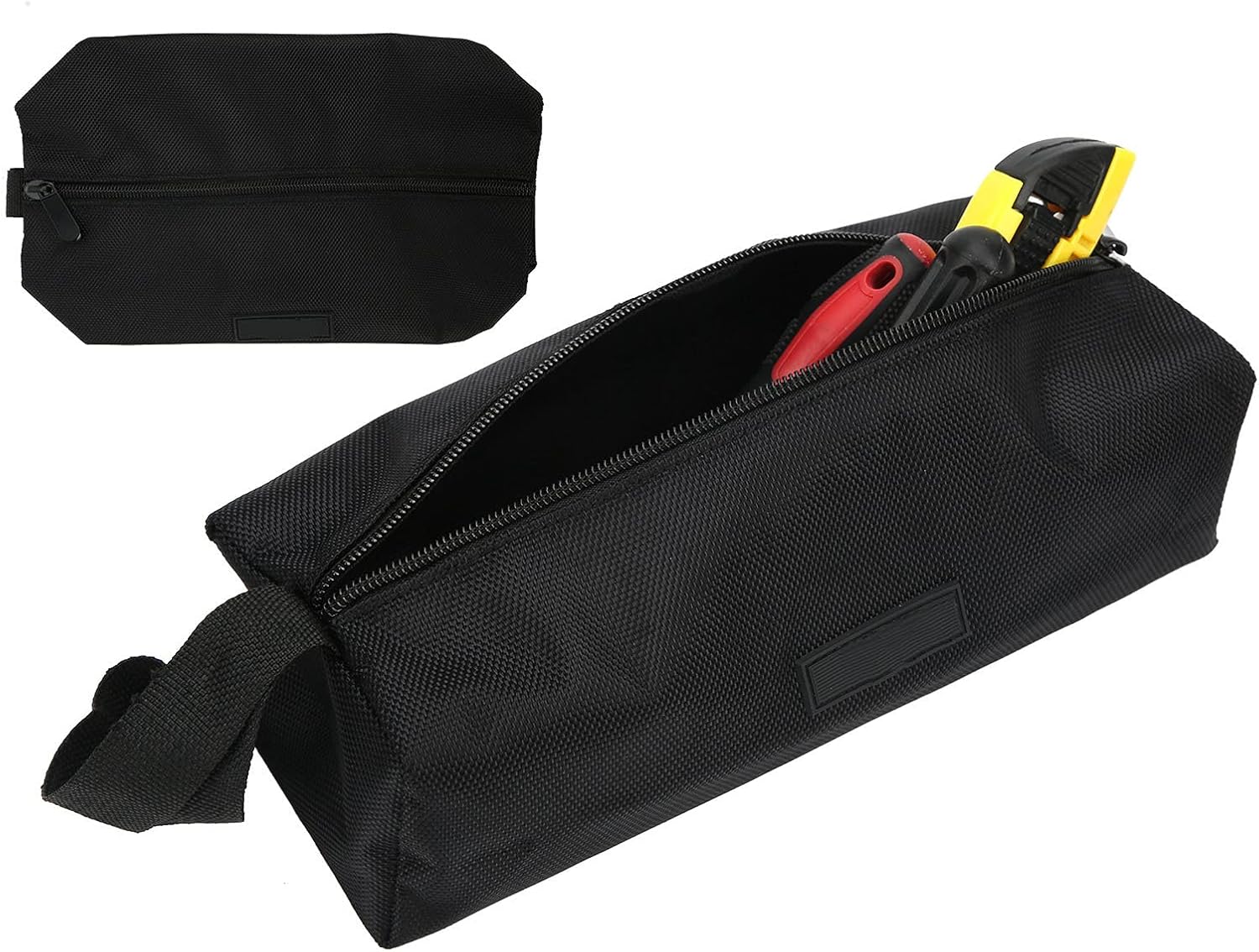 Thickened Waterproof Tool Bag, Electrician Toolbox, Zipper Design Canvas Bag, Small 1680D Oxford Blue(black)