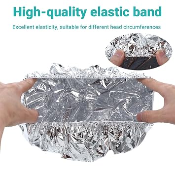 2pcs Deep Conditioning Hair Cap for Oil Treatment Heat Heated Shower Caps Reusable Aluminum Foil Double Layer Aluminum Foil Steam Caps for Home Salon Use Hair Dyeing Long Thick Hairs