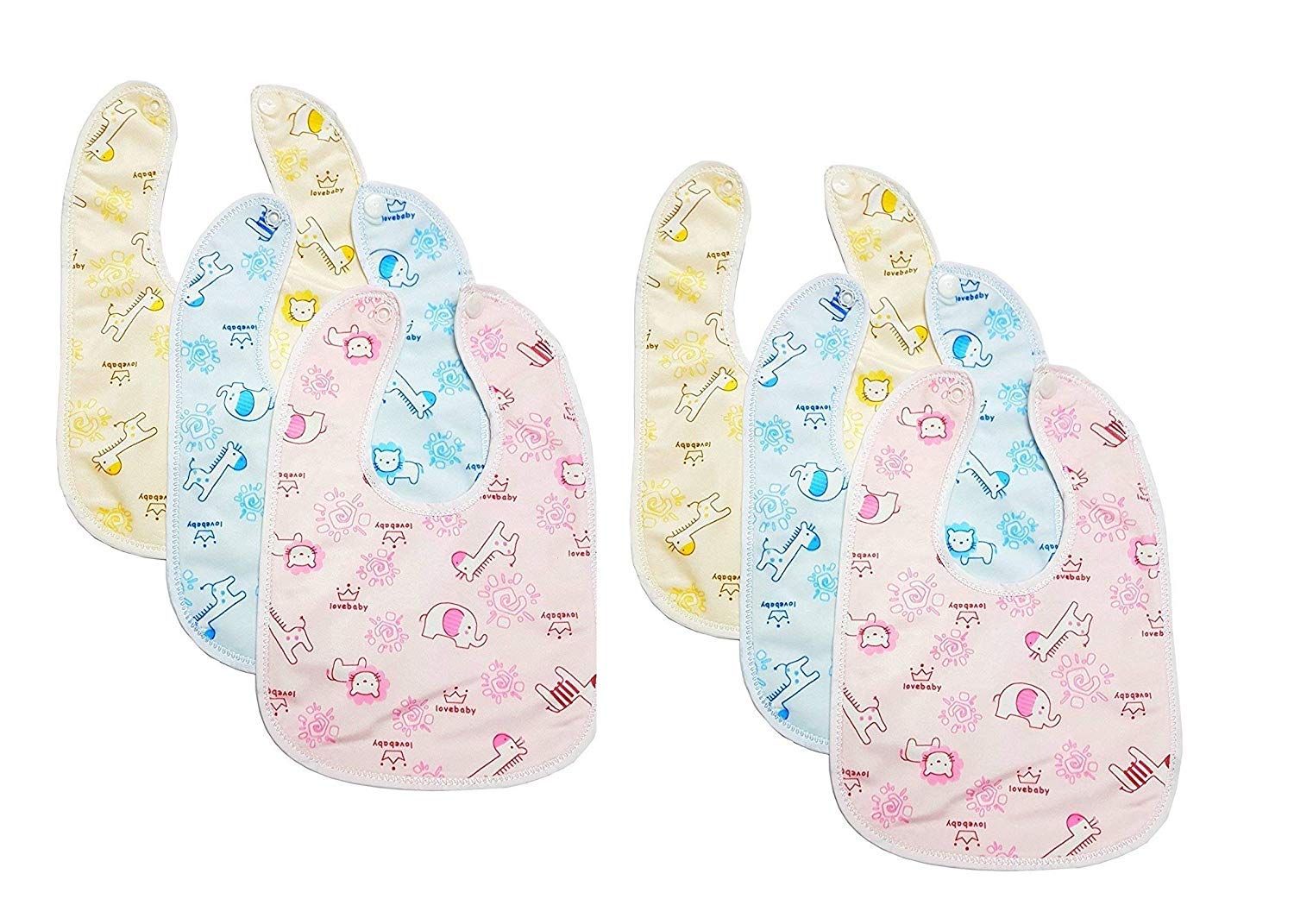 Gilli Shopee Multicolored Cotton Baby Bibs with Titch Button | Soft Cotton Washable for Babies Age 6 Month to 2 Years (Pack of 6)-image-6