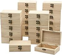 Vista 1 de 24-Pack Small Wood Box for Crafts 6"x4"x2" Unfinished Wooden Box with Lid Keepsake Box for Jewelry Storage DIY Crafts
