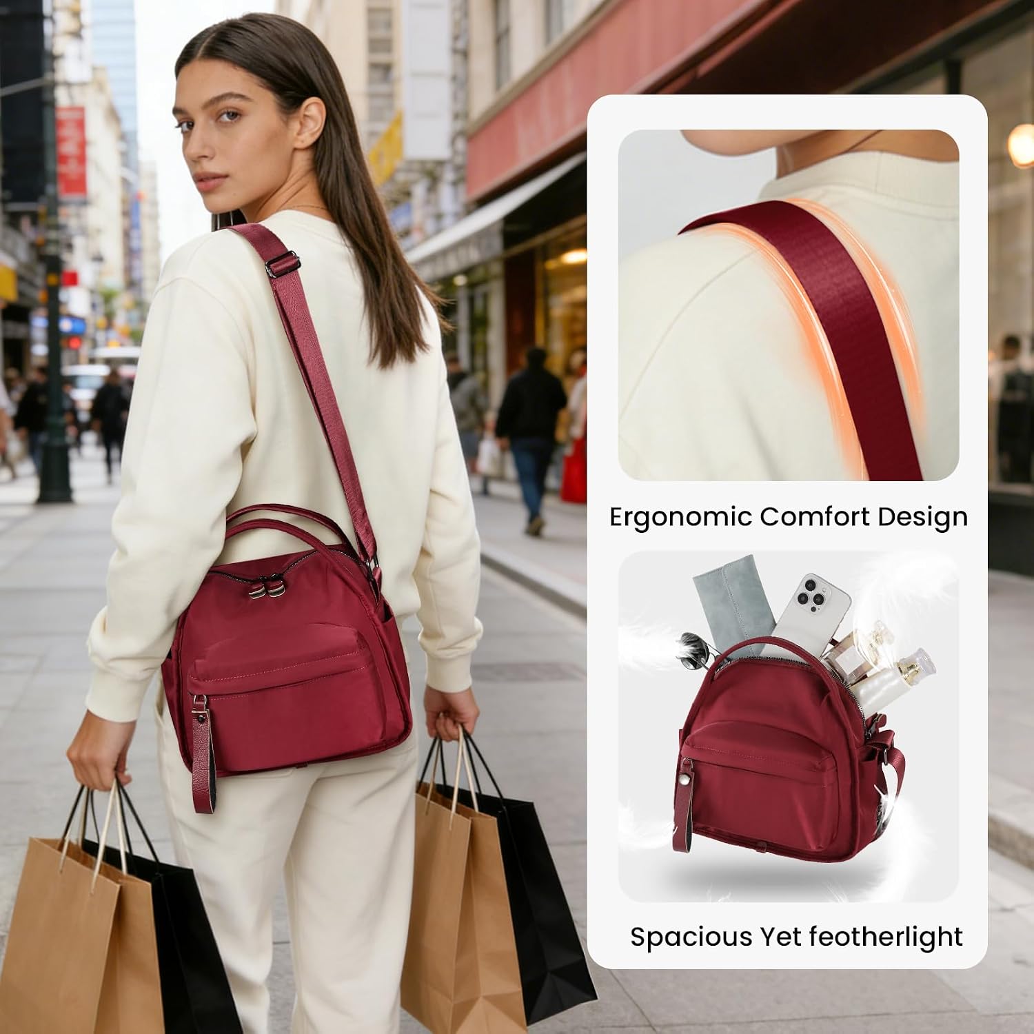 Women's Elegant Solid Color Shoulder Bag Fashionable Zipper Crossbody Bags Soft Top Handle Handbag Purse