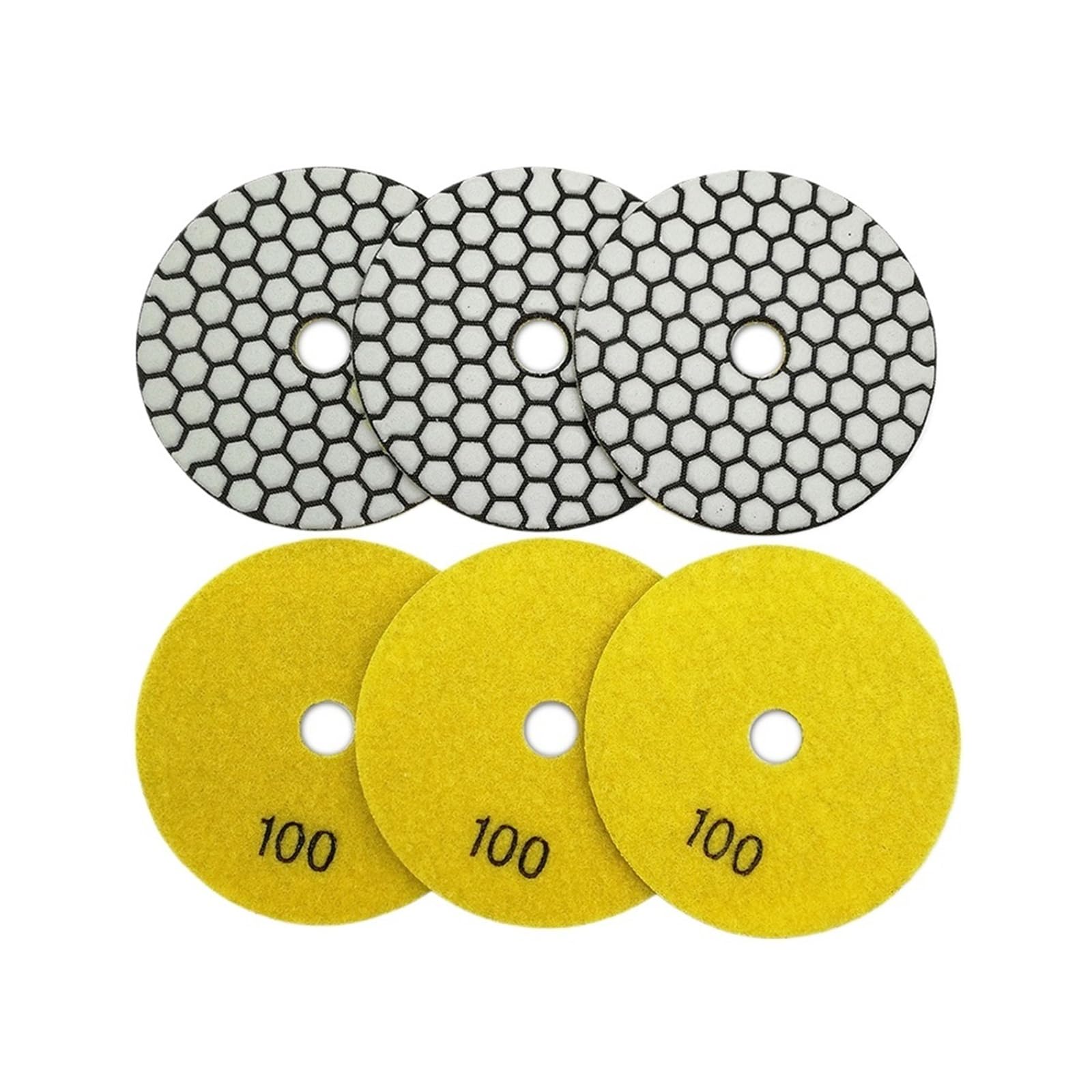 Almohadillas de pulido 6 uds 100mm #100 almohadillas de pulido en seco diamante disco lijado 4 pulgadas Unión resina placa abrasiva Flexible granito mármol