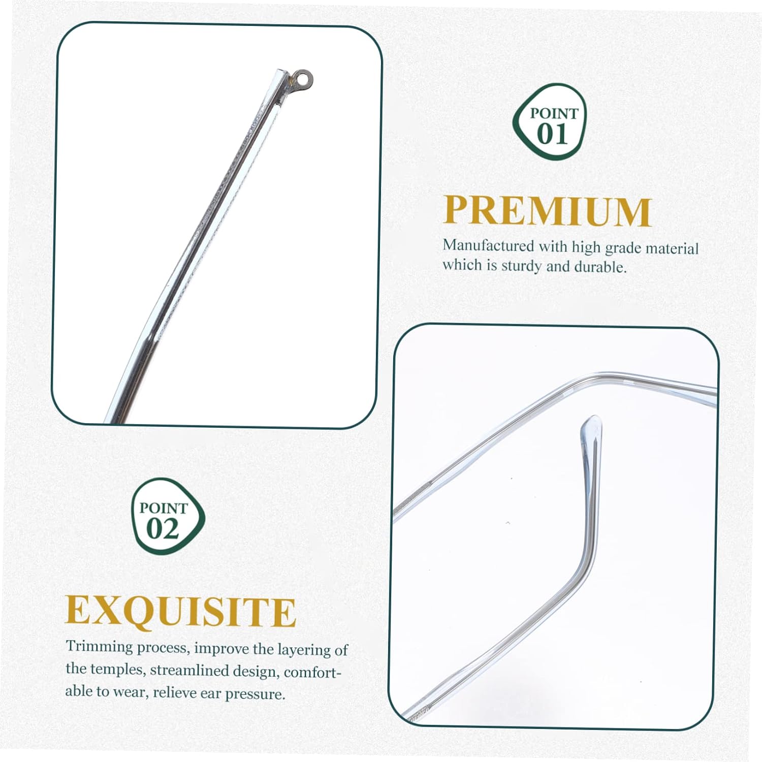 5pairs -Allergy Metal Eyeglasses Replacement Arms Comfortable Temple Tips for Sunglasses Eyeglasses Lightweight Design Relieves Ear Pressure Stylish
