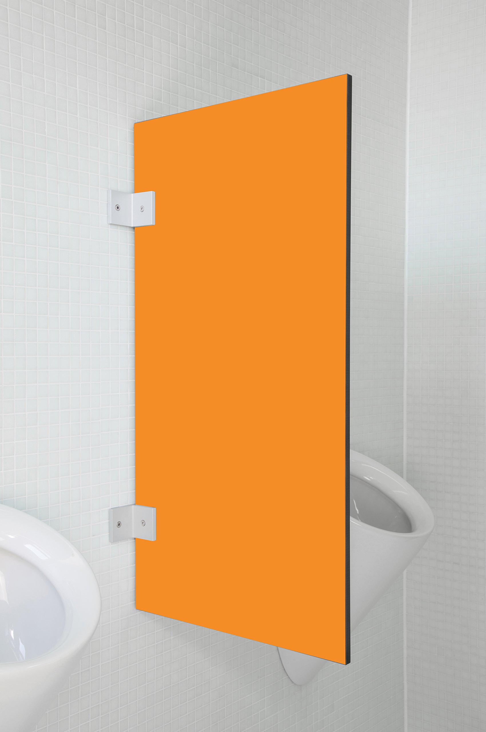 Urinal Trennwand Messina "Orange" aus HPL in bunten Farben, Schamwand WC Herren, TÜV zertifiziert
