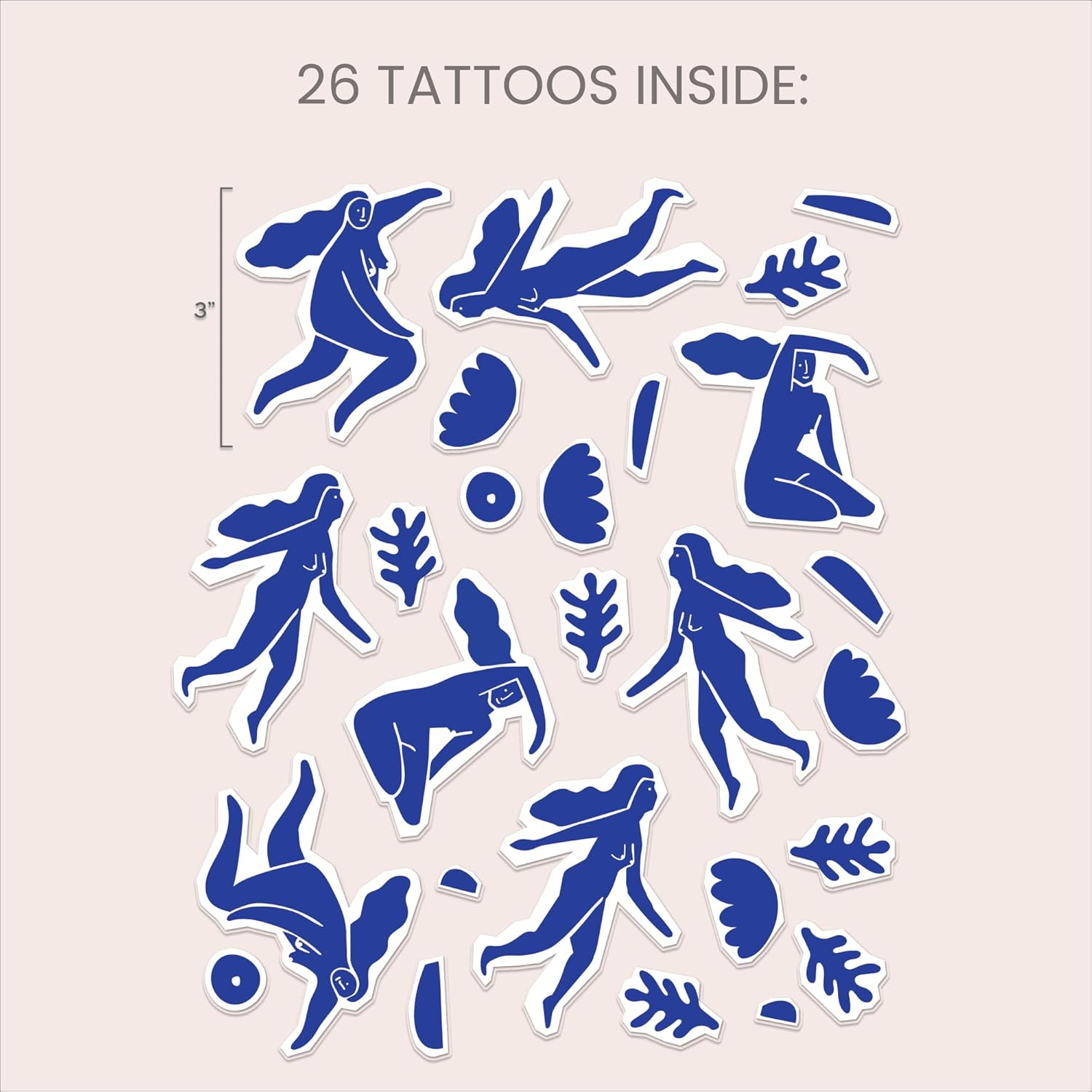 Mattise Tattoos Sticker Set - Temporary Tattoos - Pack of 26 - Cute Stickers - 7.5cm - Vinyl Stickers - Durable Peel-and-Stick Design - Waterproof Stickers