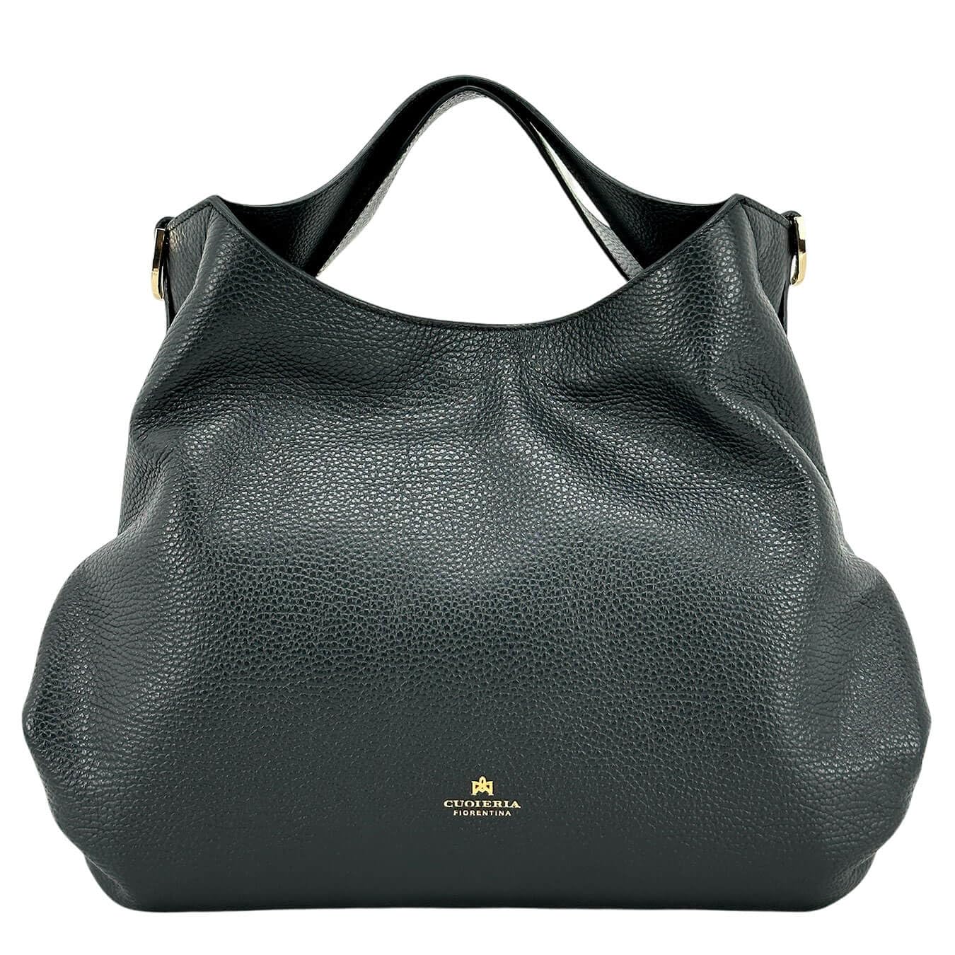 Women's Handbag Black, Gaia Tote, Leather, 35 x 28 x 16 cm