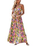 CUPSHE Women's Maxi Dress Floral Print Twisted V Neck Sleeveless Long Dress Summer Casual Dress