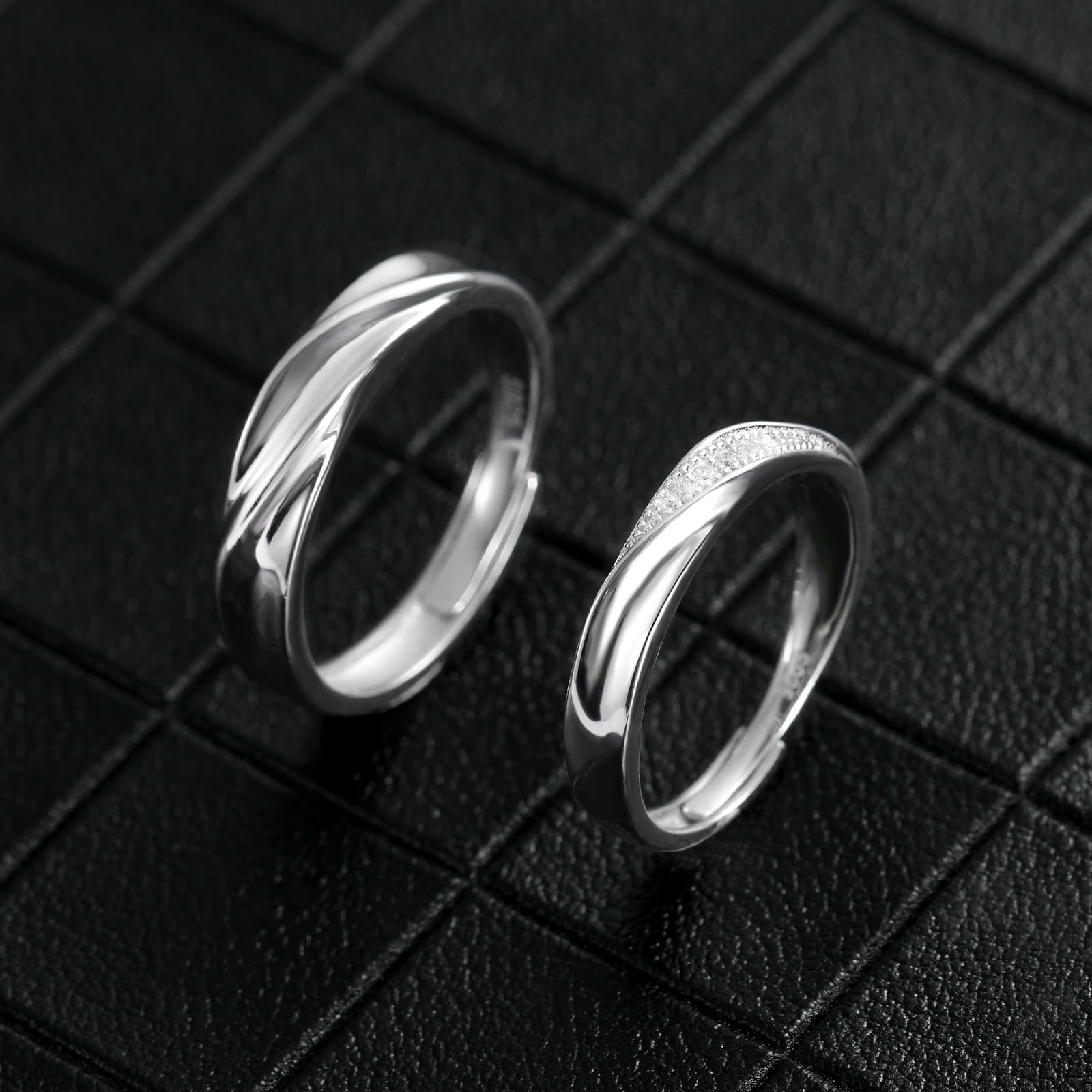 Vxddy Coppia Anelli Fedine Fede Nuziale Attraversa il Fiume Dell'amore Anello per Lui e Lei Argento Sterling Promessa Fidanzamento Regalo