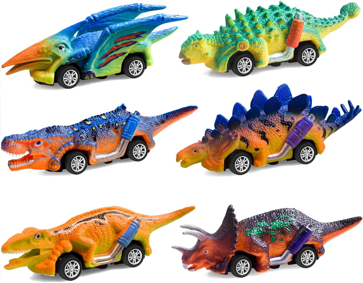 Dinosaur Toys for Kids 3-5 Pull Back Cars 6 Pack - Monster Trucks Toys for 3-5 Year Old Boys