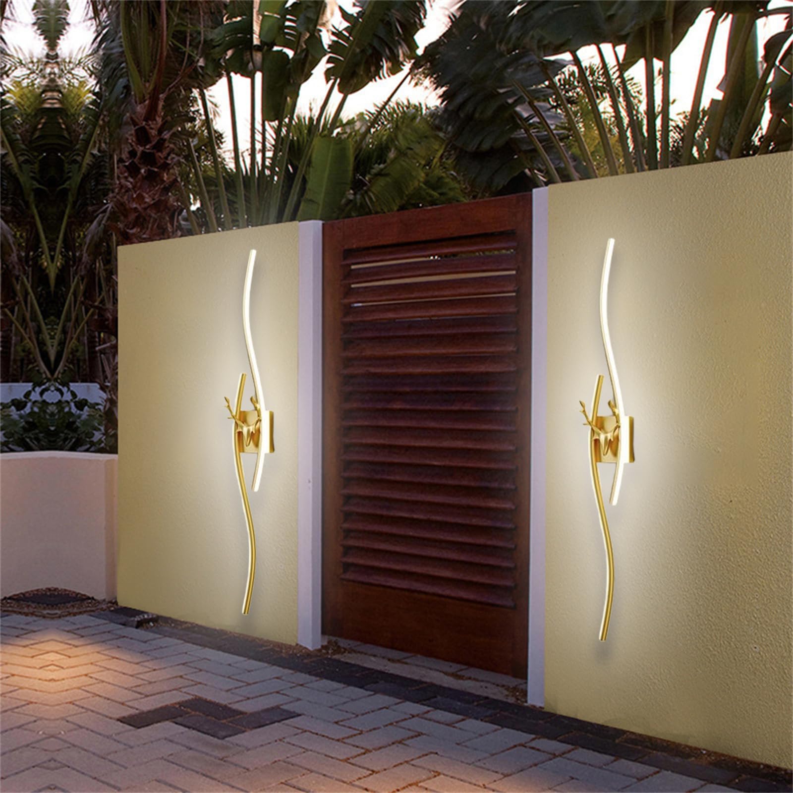 Moderno Dimmerabile Lampada da Parete con Telecomando Lungo LED Impermeabile IP65 Applique da Parete Soggiorno Apparecchio da Parete Terrazza Illuminazione a Parete Ingresso (Oro,120CM)