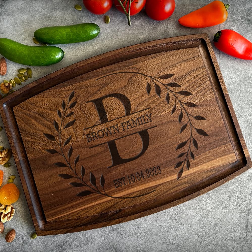 Personalized Cutting Boards Wood Engraved – Lovely Birthday, Anniversary, Bridal Shower, Wedding Present – Christmas gift- House warming gift for couple- Master Grill- Dad-US Handmade