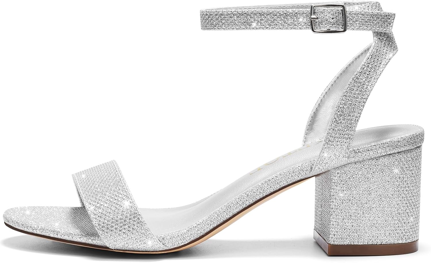 Wide Width Heels Women's Chunky Heels Open Toe Ankle Strap Dress Sandals for Wide Foot Dress Shoes Dressy for Wedding, Party 2.5INCH, Silver - Image 5