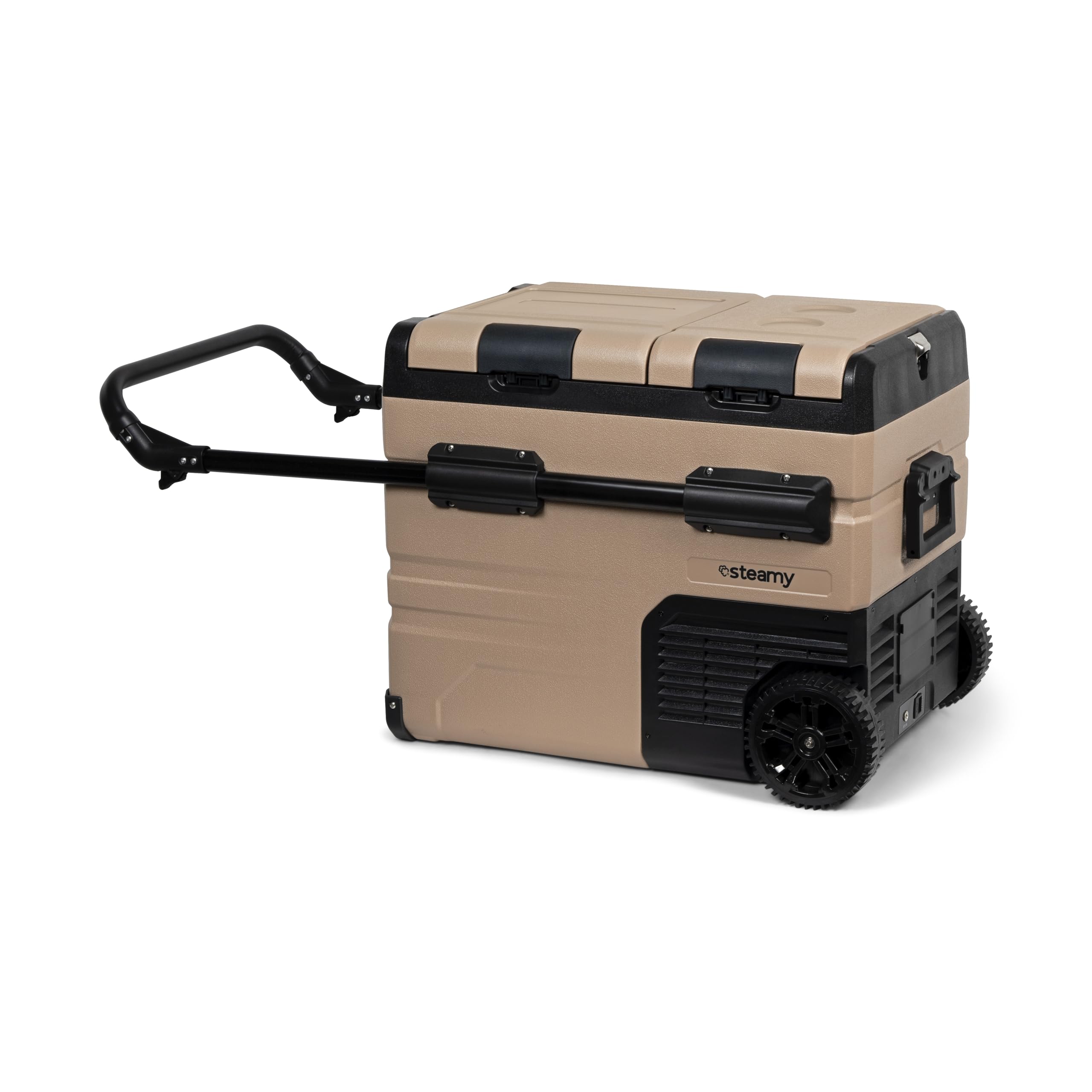 Steamy-E Dual Zone 45 Roller, Elektrische Kompressor Kühlbox mit Rollen, 45 Liter, 12V/ 230V, zum Kühlen und Gefrieren, Für Camping