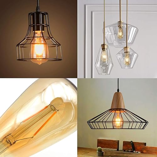 Miniatura 6 de ASOKO Paquete de 4 bombillas LED regulables Edison equivalentes a 40 W, bombilla vintage equivalente a 2200 K-2400 K, blanco cálido (vidrio ámbar),