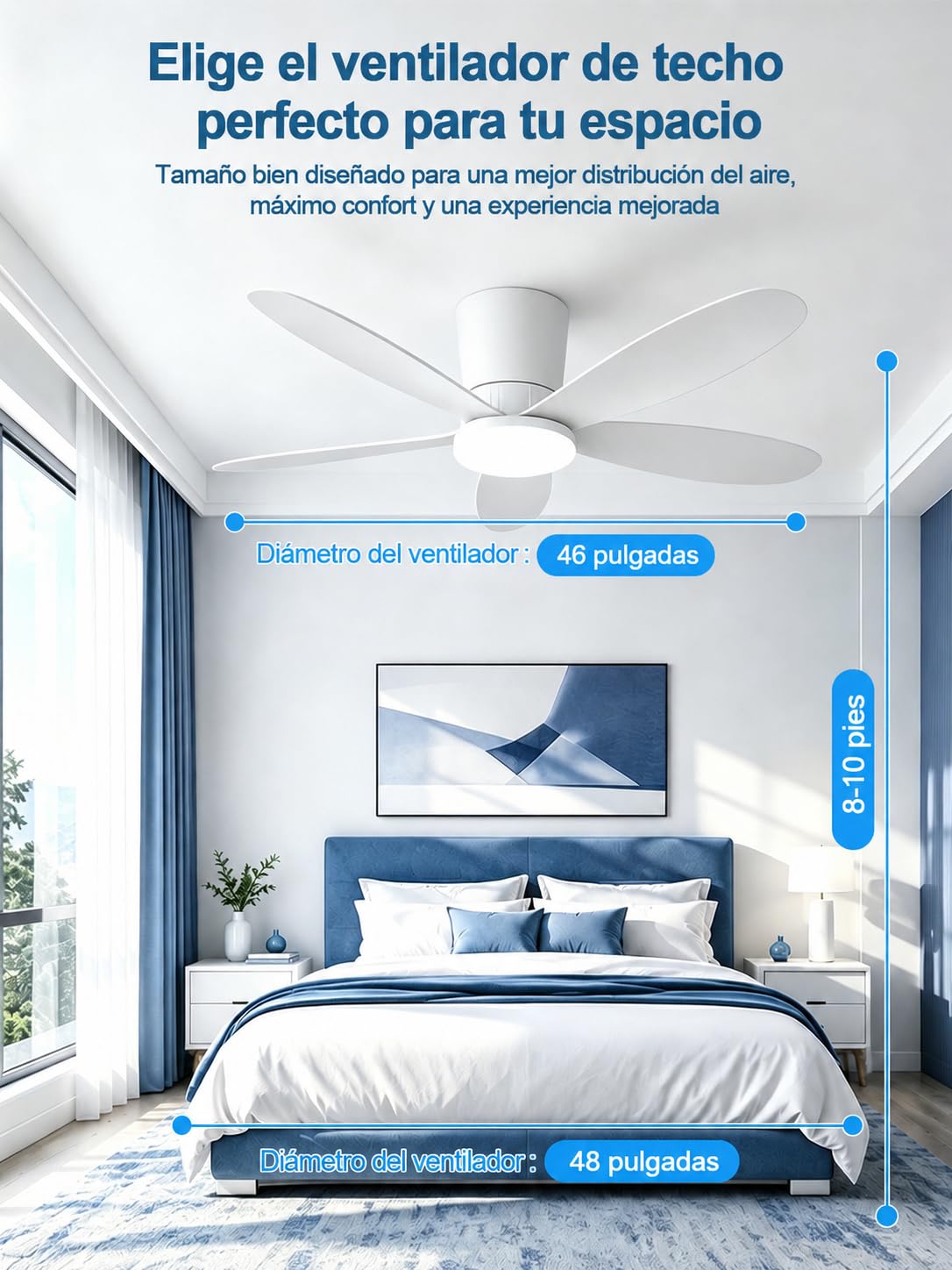 【APP+RGB】Ventiladores de Techo con Luz Silencioso 42'' y control remoto | Función Verano/Invierno,30W, Temporizador, 6 Velocidades, RGB Regulable, Función Verano/Invierno para Dormitorio Salon Cocina