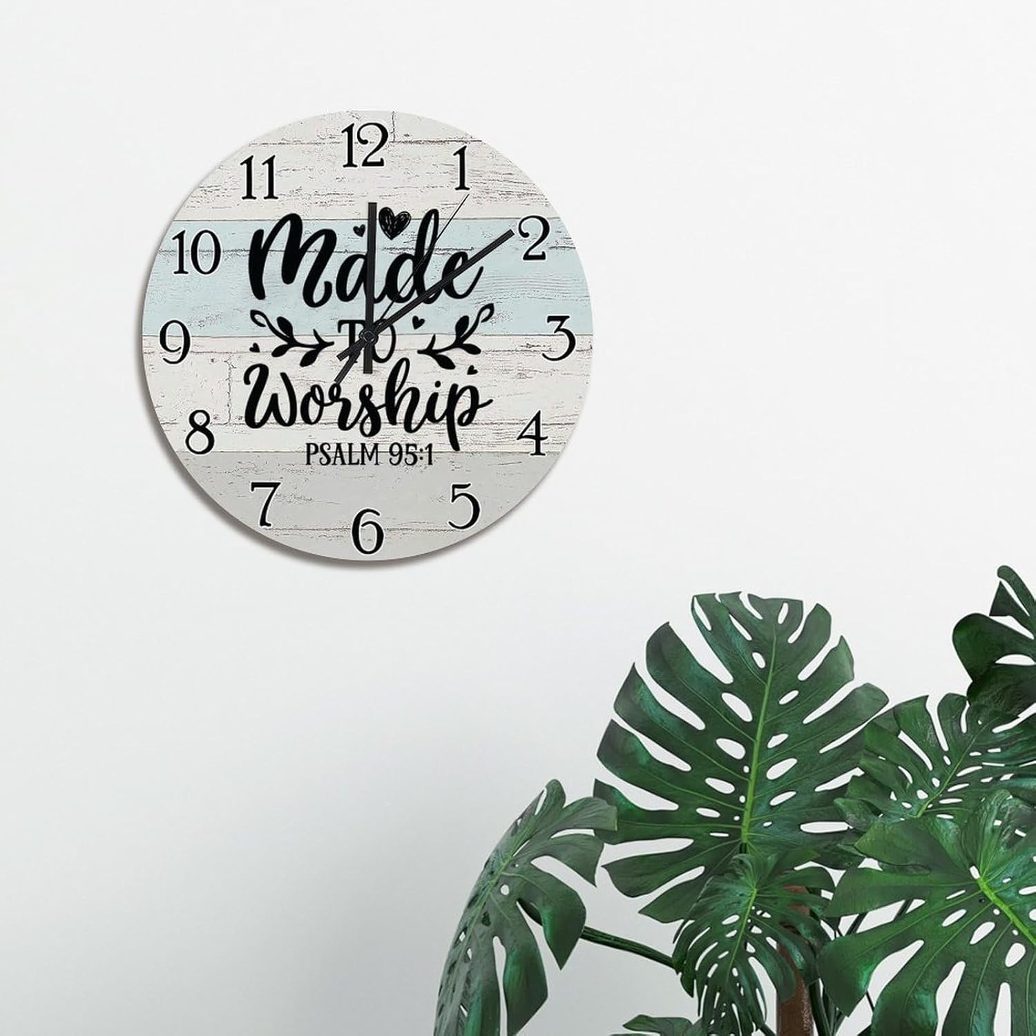 Made to Worship Wall Clock Christian Jesus Quote Round Decorative Clocks Battery Operated 15 Inch Non-Ticking Bible Verse Home Decor Wall Decor for Living Room Kitchen Bedroom Office