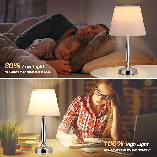 Miniatura 4 de Kakanuo - Lámpara de mesa táctil para dormitorio, lámpara de noche con puerto de carga USB C, lámpara de mesa de noche regulable de 3 vías para sala