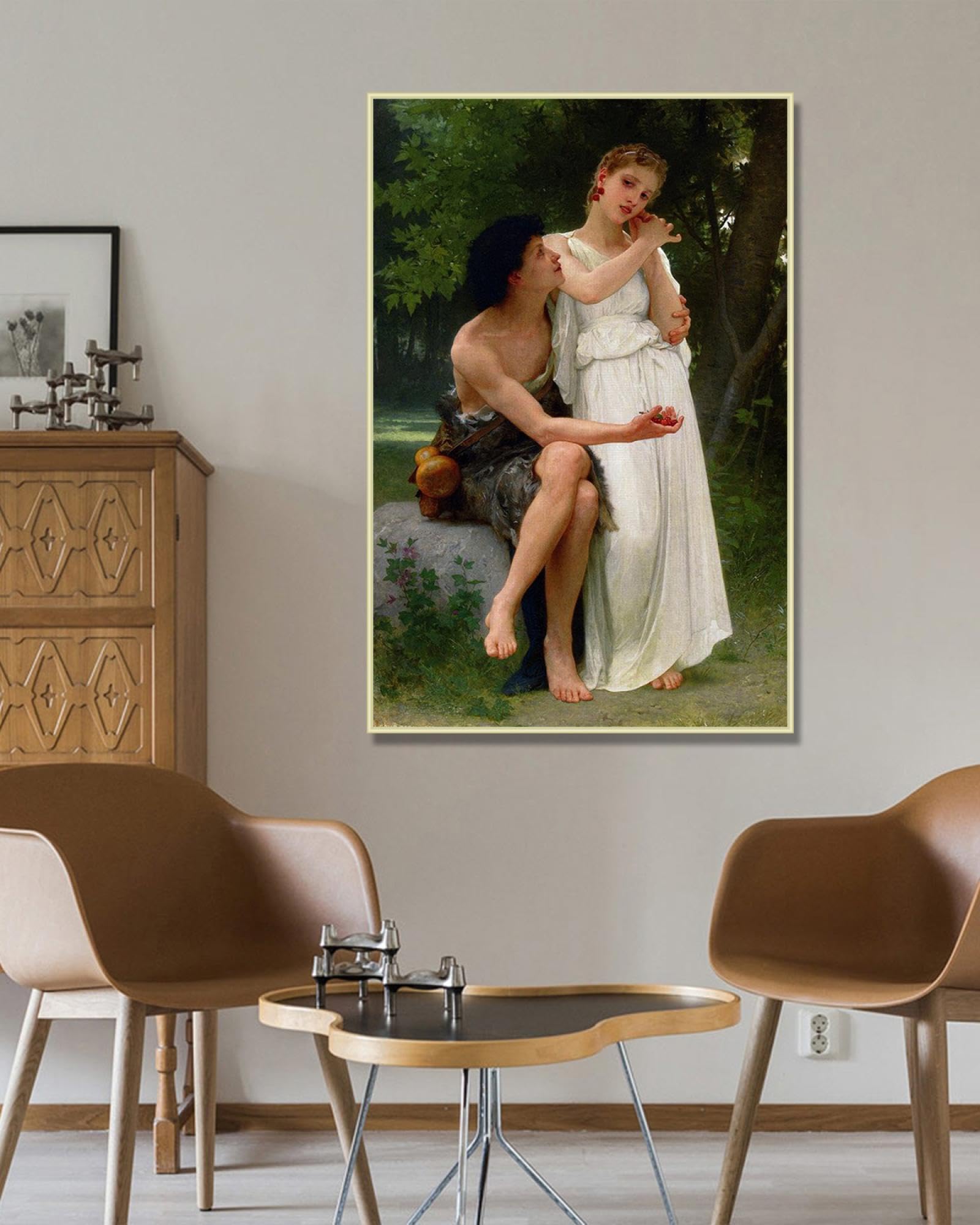 NHLDZYH Szampańska złota rama. William Adolphe Bouguereau druk artystyczny, (Twoje pierwsze klejnoty), słynna reprodukcja obrazów, neoklasyczna sztuka ścienna, dekoracja ścienna do kuchni, sypialni