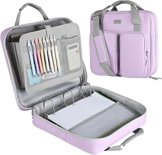 3 Inch Zipper Binder 3 Ring with Shoulder Strap & Multi-Pocket