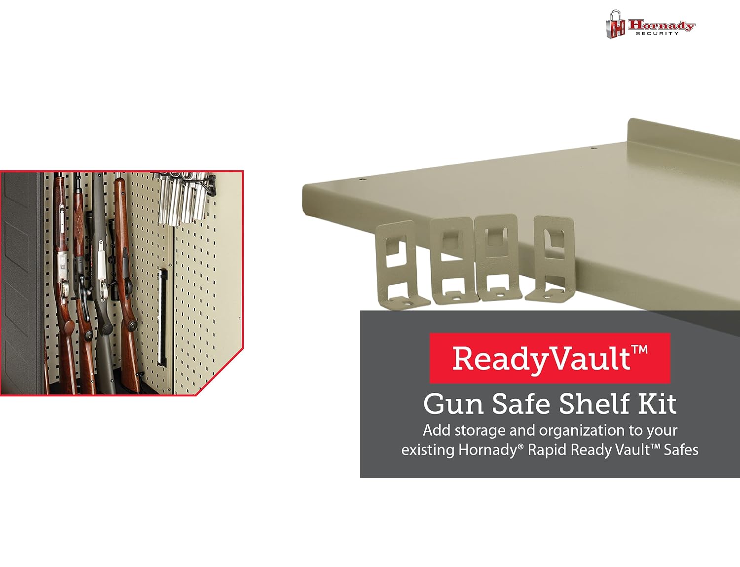 Hornady Ready Vault Shelf Kit, 98252 - Sturdy, Metal Shelf Designed for the Rapid Safe Ready Vault - 100 Pound Weight Capacity to Safely Hold Gun Safe Accessories, Ammo, or Other Heavy Items