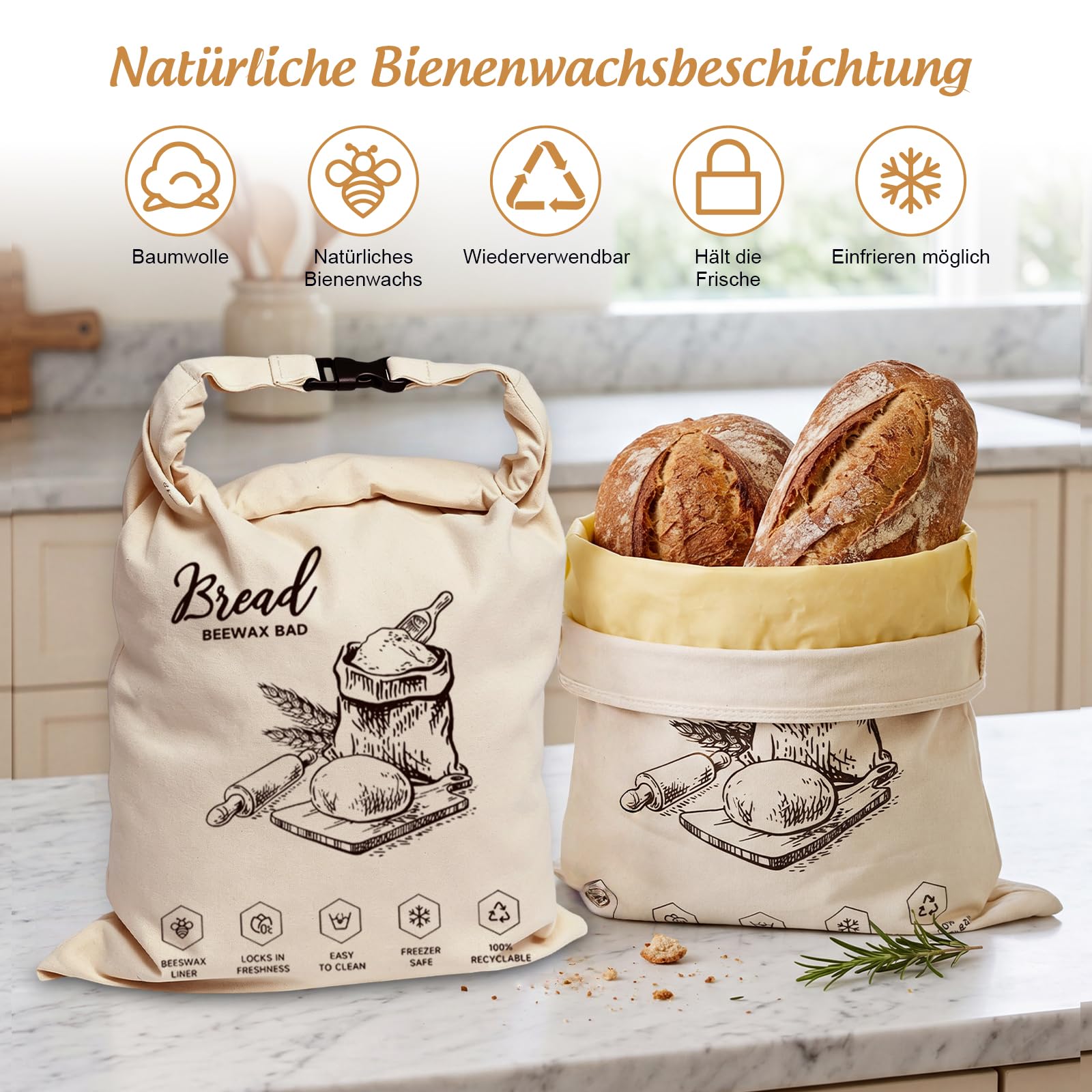 Juego de iniciación de masa fermentada, 16 piezas, cesta de fermentación, 2 cestas de fermentación, 1 herramientas de masa de vidrio, accesorios perfectos para hornear pan para panaderos profesionales