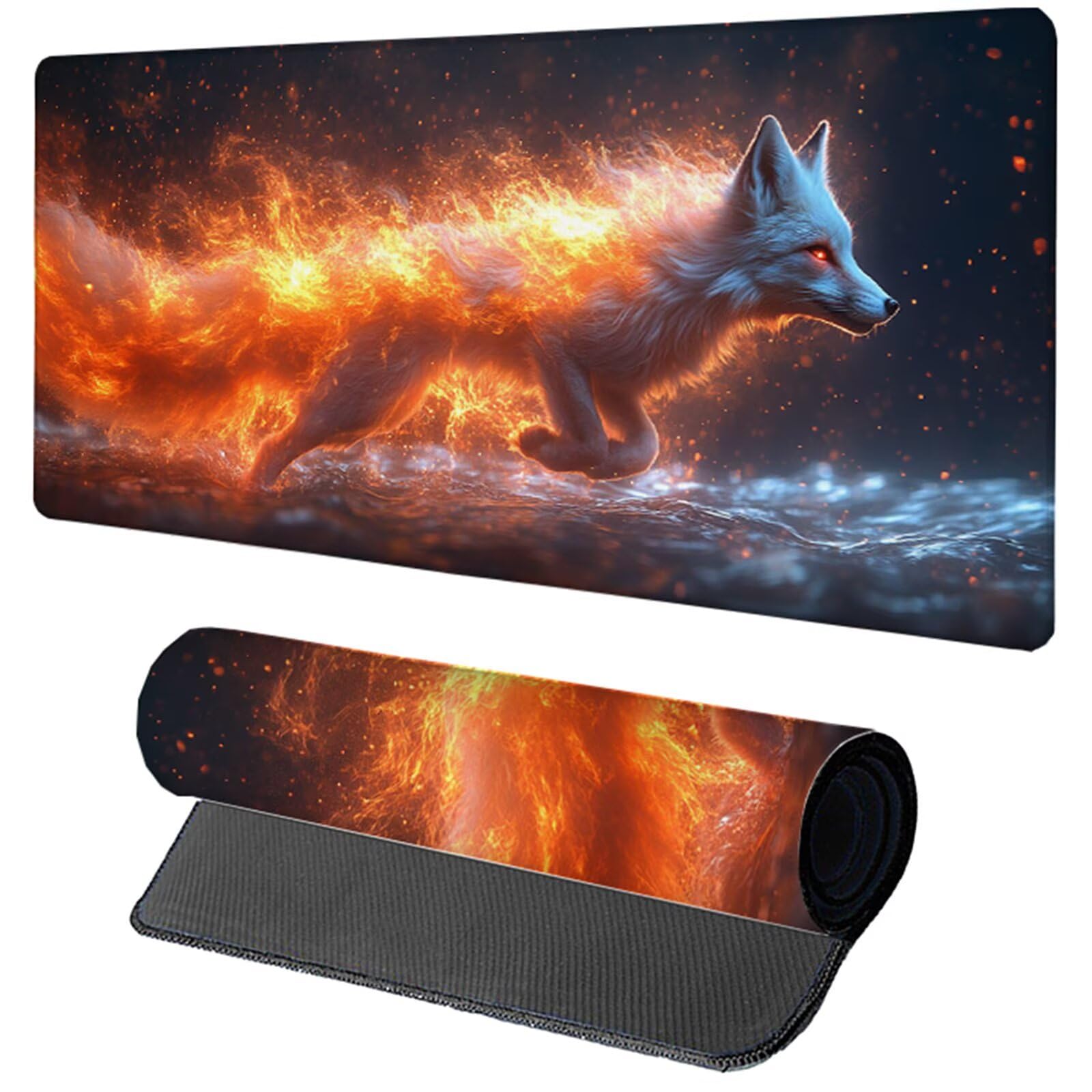 Podkładka pod mysz Biurko Czerwona Podkładka Pod Mysz XXL 1600x800x3mm, Podkładka Pod Myszkę Gamingową Lis, Poprawia Dokładność I Prędkość, Wodoodporna Mata Na Biurko Dla Graczy Akcesoria Do Komputera