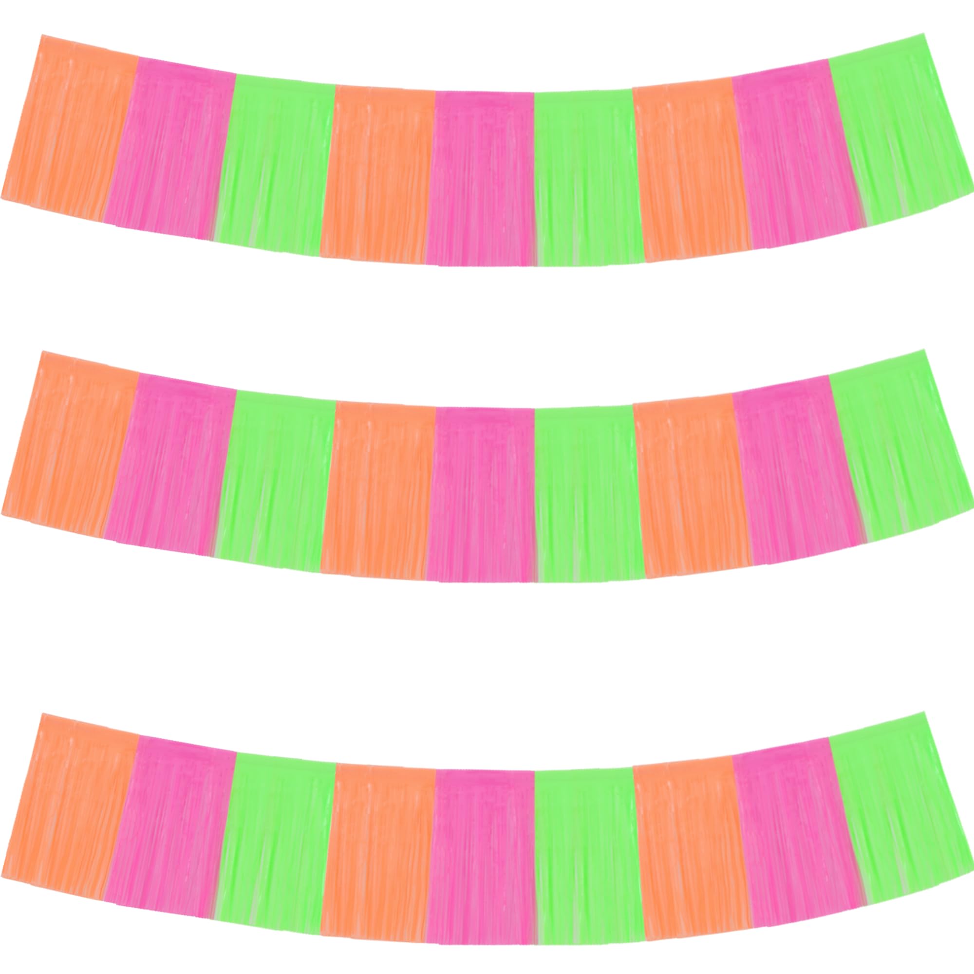 BEISHIDA Fluorescent Fringe Garland Banner 30ft Wall Tinsel Foil Streamers