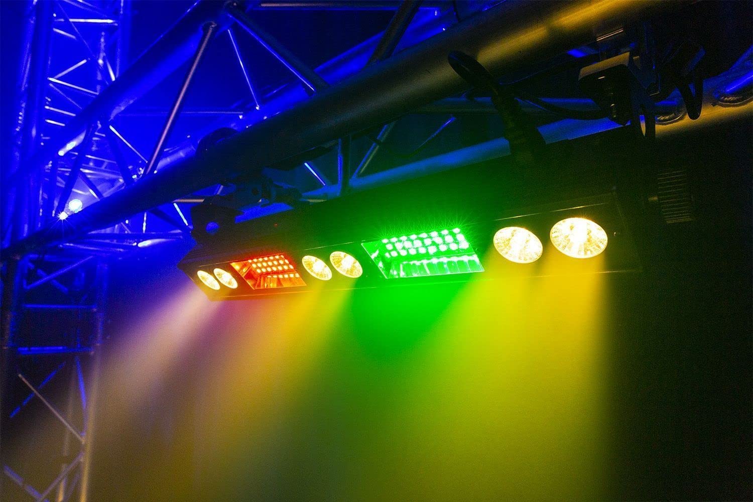 BeamZ LSB340 - Barra LED 2-en-1 con 54 LEDs RGB SMD y 6 LEDs blanco cálido 3W, modo DMX 7/13 canales, control remoto, efectos estrobo, auto, sonido y conexión en cadena máx. 6 unidades