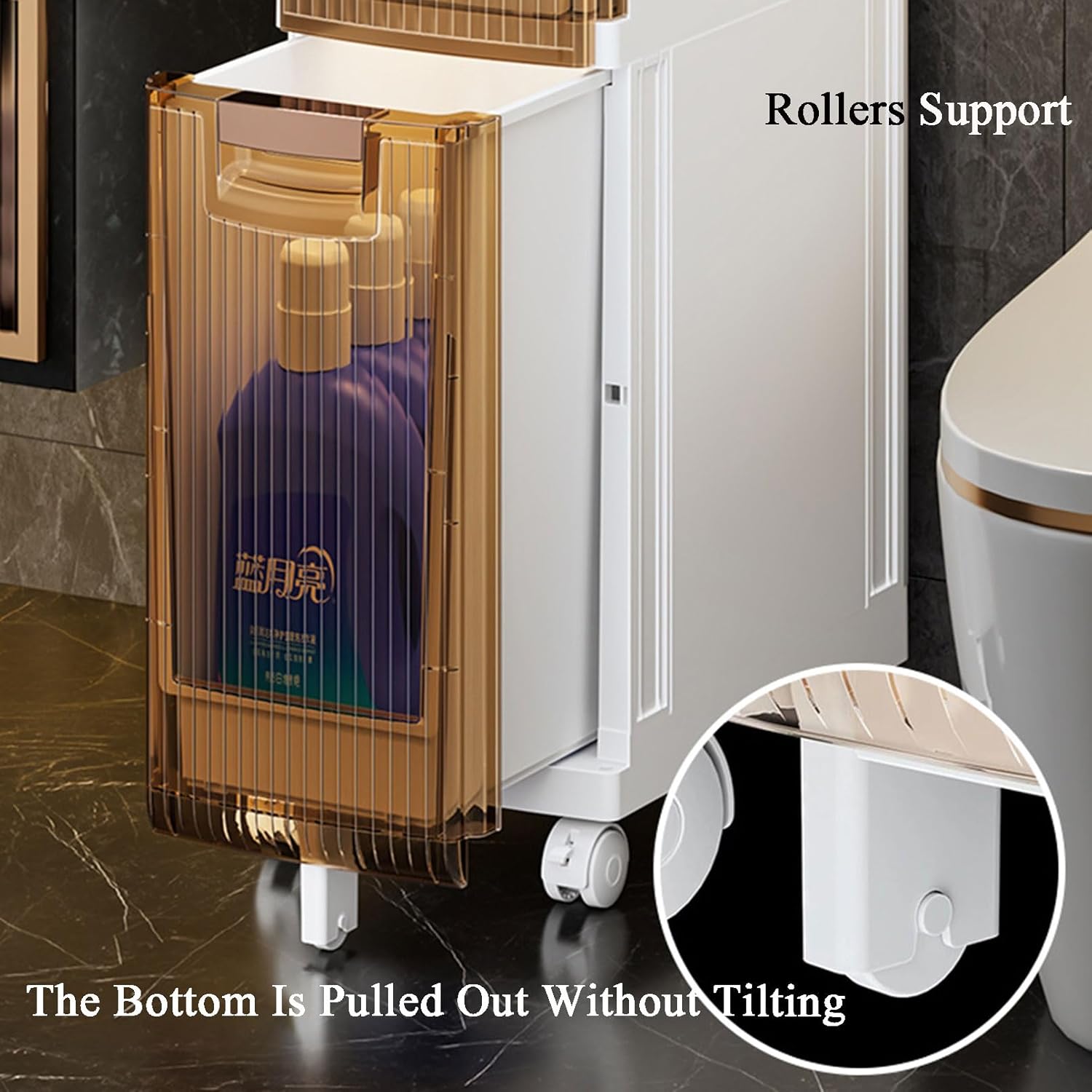 JATIBOSH Bathroom Storage Cabinet with Doors and Shelves,Waterproof Toilet Paper Storage Organizer, Narrow Storage Cabinet for Tiny Kitchen Laundry Living Room Toilet Gap Large Capacity (4-Tiers)