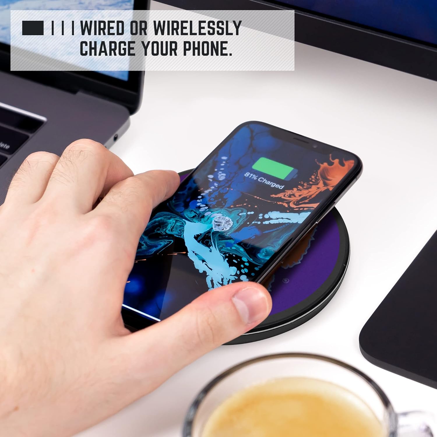 Clemson University Wireless Charger with Illuminated Tigers Logo & Built-in Power Bank for Wired and Wireless Charging -Officially Licensed Collegiate - 100% Portable Wireless Phone Charger