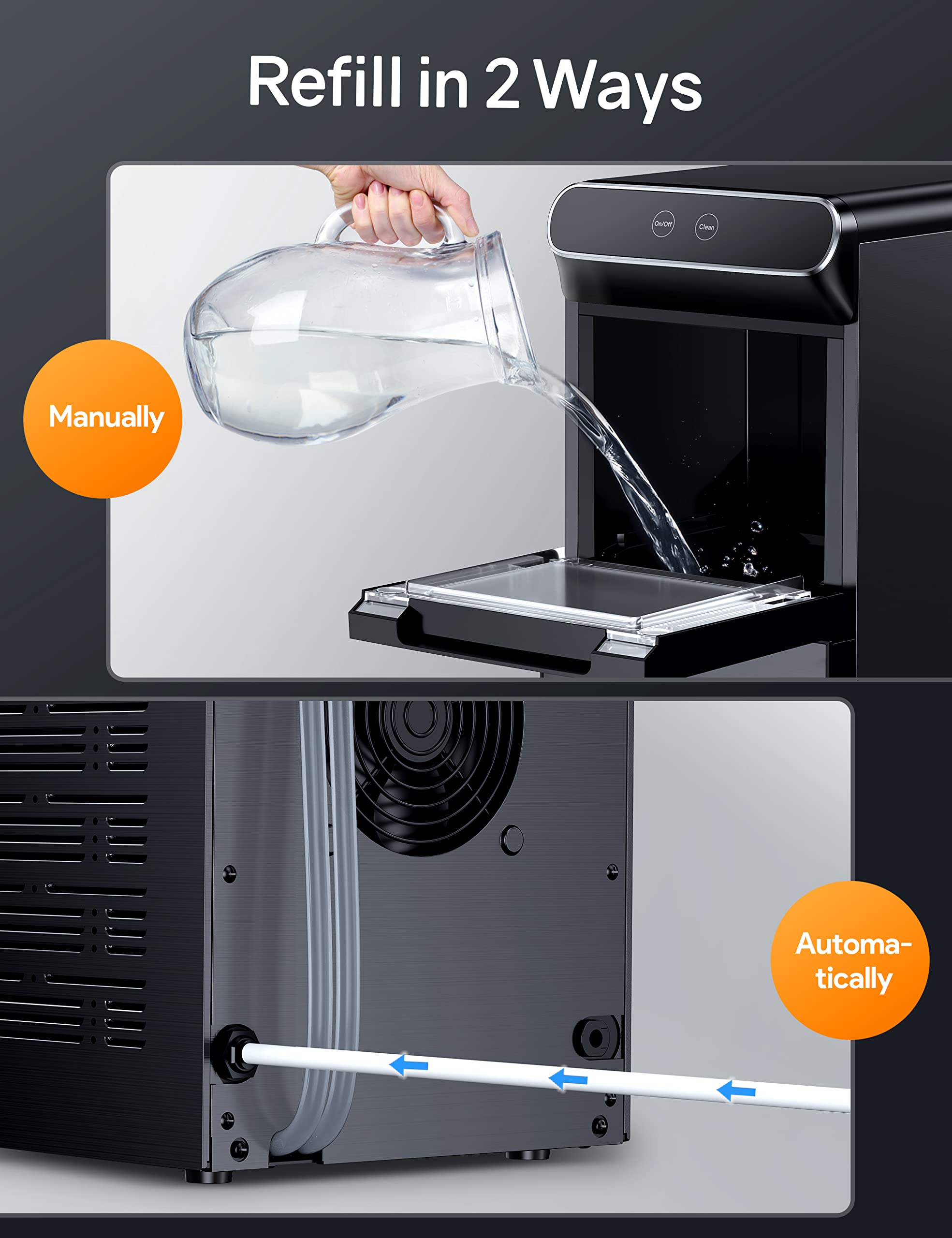 Thereye Countertop Nugget Ice Maker, FrontLoading Pebble Ice Maker