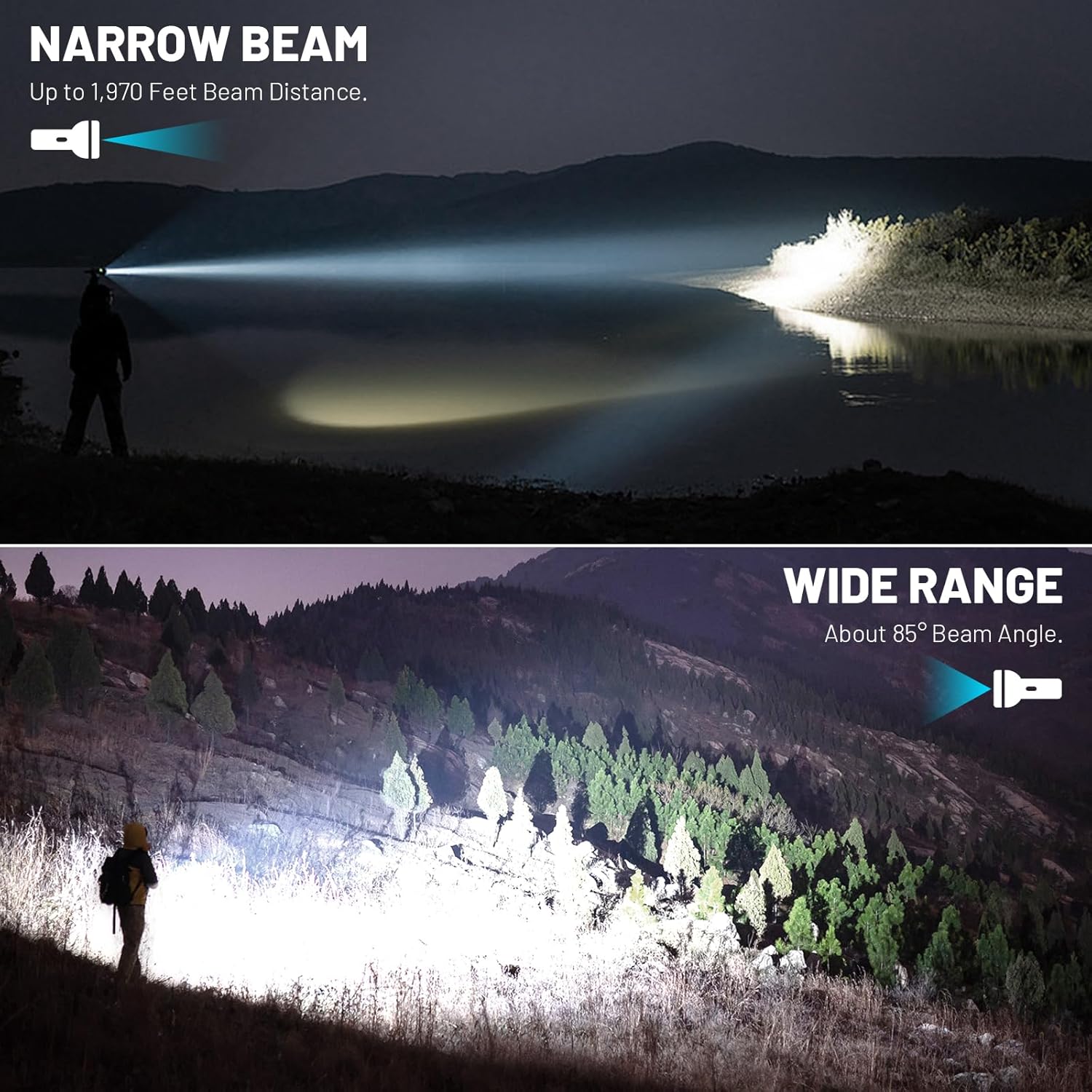 azamine Rechargeable Flashlight High Lumens, 990000LM LED Flashlights Super Bright with 3 Modes, IPX6 Waterproof Powerful Handheld Flash Light for Camping, Hiking, Home