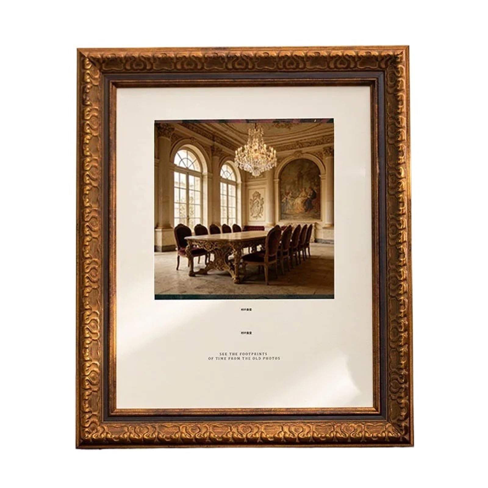 Picture Frame Hanging Wall 5-10 Inch Horizontal Resin Table A4 Wedding Dress Palace Retro For Photo And Picture(Black gold,7inch)