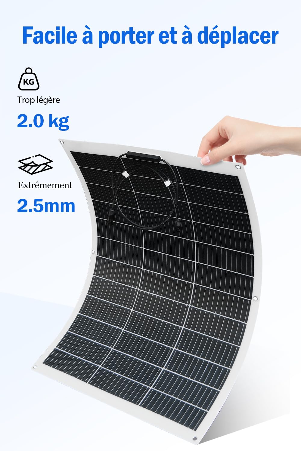 ECO-WORTHY Panneau Solaire Souple 12V 130W Panneau Solaire Flexible Monocristallin Panneau photovoltaïque pour camping-car, caravane, bateaux et surfaces inégales
