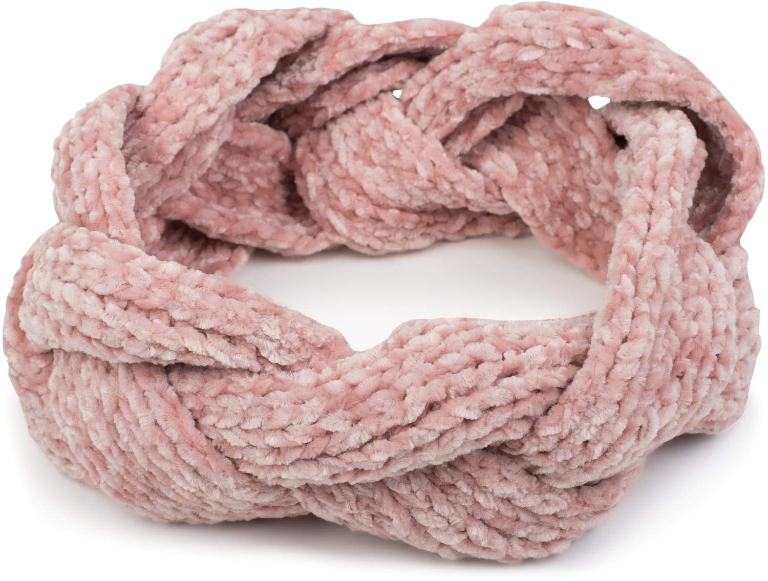 styleBREAKER Chenille Strick Stirnband Rose Geflochten, warmes Winter Haarband