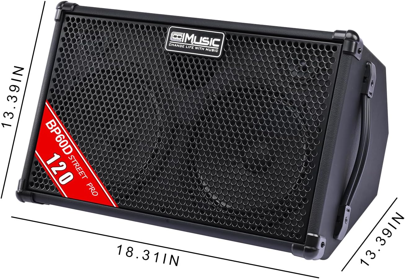 Coolmusic BP60D 60 W x 2 głośnik zasilany baterią wzmacniacz gitarowy przenośny głośnik Bluetooth z efektem opóźnienia chóru pogłosu 7 wejść