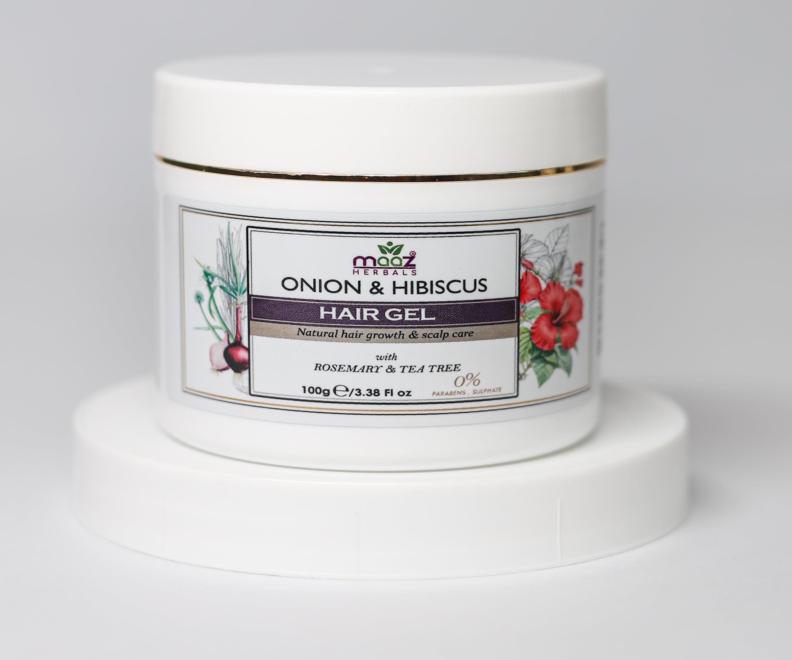 Onion & Hibiscus Hair Gel – Sulphate & Paraben Free Hair Growth Gel with Rosemary & Tea Tree Oil | Nourishes Scalp, Strengthens Roots & Promotes Healthy Hair –100gm-image-2
