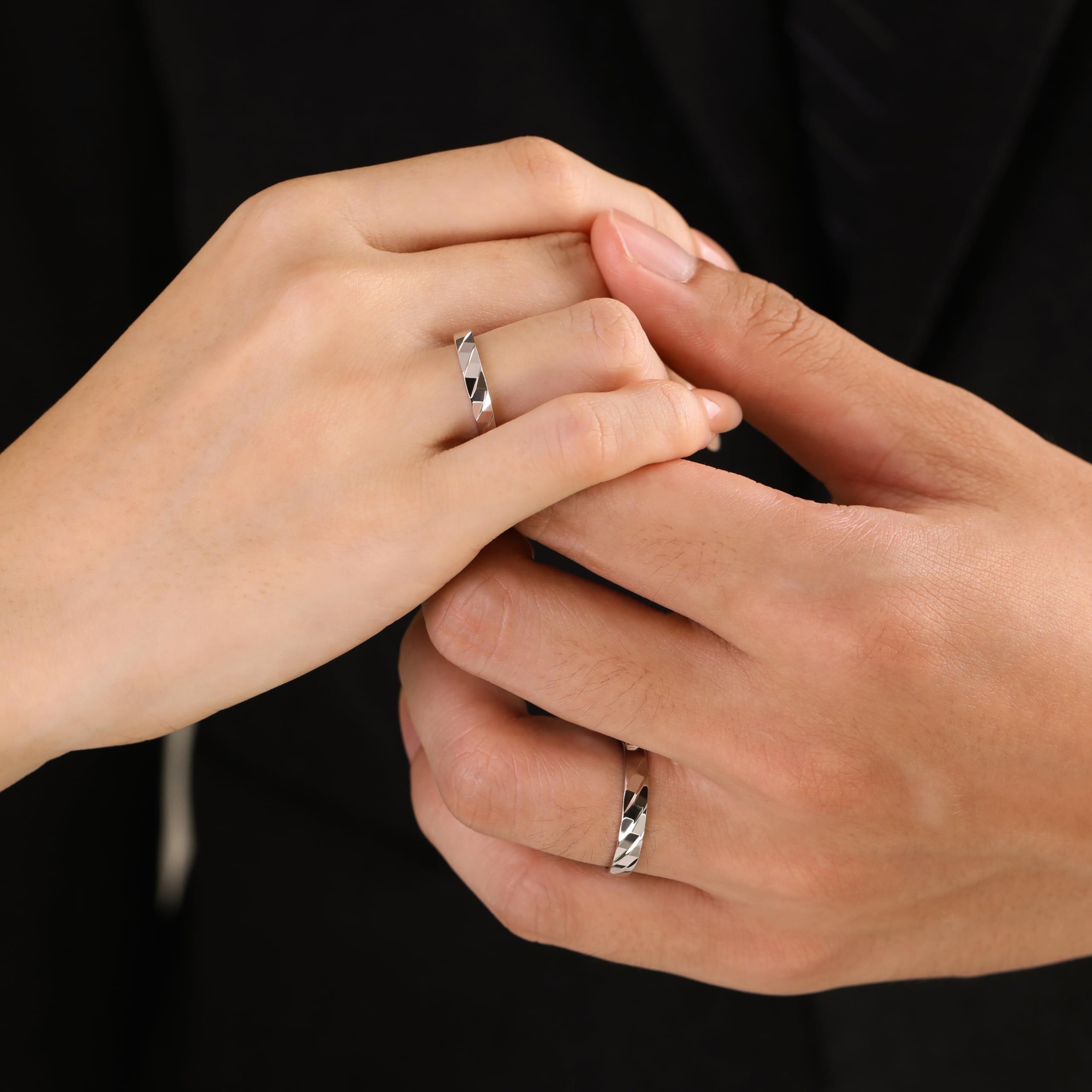 Meissa Anillos de Plata Pareja Plata de Ley 92 Alianzas Ajustables Mujer 3mm & Hombre 3,7mm Joyería de Compromiso Boda Aniversario o San Valentín, Juego de dos anillos