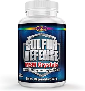 7 Lights Sulfur Defense Opti-MSM 99.9% Pure MSM Powder | Dietary Supplement for Joints, Skin & Immune Support – Organic Methylsulfonylmethane Crystals, Vegan, Non-GMO, Gluten-Free – Made in USA 8oz
