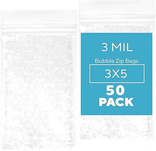 Vista 39 de GPI - 50 unidades, bolsas con cremallera de burbujas de 4 x 6 pulgadas, 3 mil de grosor, resellable, reutilizable, bolsa protectora de burbujas